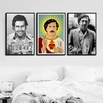 Pablo Escobar Karšto Garsaus Meno Tapybos Šilko, Drobės, Sienos Plakatas Namų Dekoro