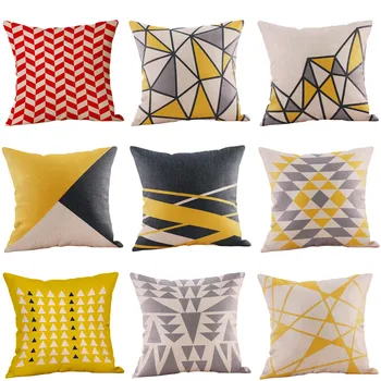 Pagalvėlės Mados Įvairių spalvų Medvilnės Skalbiniai Garstyčių Pagalvės užvalkalą Geltona Geometrinis Rudenį Pagalvių užvalkalus Namų Sofa-Dekoratyvinis #763
