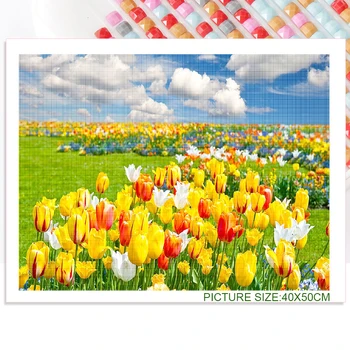 Pavasario Gėlė Diamond Tapybos Natūralių Augalų Tulip Gėlių Srityje, 5D Aikštėje Turas Mozaikos Pleistras Diamond Siuvinėjimo Rankų darbo Dovana