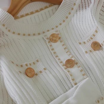 Pavasarį, Rudenį 2020 Balta/Juoda Megztinių Moterims Dviejų dalių Komplektas Elegantiškas Trumpas Rankovės O-kaklo Atsitiktinis Viršūnes Laisvi Marškiniai Ir Kelnės, Kostiumai