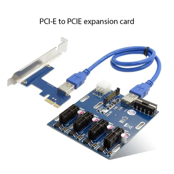 PCI-E nuo 1 Iki 4 PCI Express 1X laiko Tarpsnių Riser Card Mini ITX Išorės 4 PCI-E Slot Adapter PCIe Port Multiplier Kortele