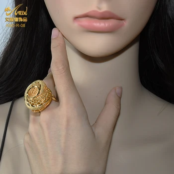 Piršto Žiedą Moterų Dubajus Tuoktis Nuotaka Keičiamo Dydžio Gėlių Aukso Žiedus Nigerijos Dizaino Retro Mada Aksesuarai Žiedai 2021 TrendB