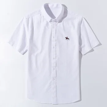 Plus Size Oksfordo Vyrams, Atsitiktinis Marškinėliai yra medvilnės Vasarą Mens Suknelė Marškinėliai trumpomis Rankovėmis Vyrų Nr. krūtinės Kišenėje 6xl Balta Mėlyna
