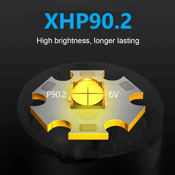 Profesija XHP90.2 Nardymas LED Žibintuvėlį, Fakelą Galingas Įkraunamas USB Flash šviesos 18650 Nardymo 300m Žibintuvėlis Šviesos XHP70 Darbo Žibintas