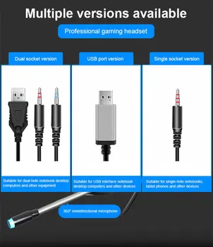 Profesionalus Led Šviesos Boso Žaidėjus Laidinė laisvų Rankų įranga Su Mikrofonu, Skirti Perjungti PS4 Kompiuterinių Žaidimų Per Ear Ausines, Skirtas XBox PC