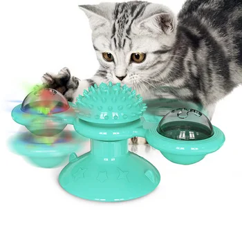 Protingas katinas vėjo malūnas žaislas masažas pasukti katė žaislas, katžolių LED sferinis dantų valymas žaislo augintinio, žaisti kamuolys pet kramtyti žaislas
