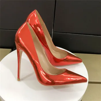 Raudona ženklas batai moterų mados pažymėjo tne 12 cm aukštakulnius prabangus batai šalies ponios batai QP072 ROVICIYA
