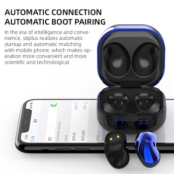 S6 Plus Tiesa, Belaidės Ausinės Stereo Sporto Ausinių LED Ekranas, Bluetooth 5 Ausinių laisvų Rankų įranga laisvų Rankų įrangą už IPhone Siri 