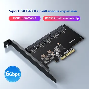 SATA 3.0 PCIE Card Adapter PCI Express, SATA Plėtros Kortelę ar 5 Uostą SSD HDD Kietojo Disko Adapteris Keitiklis Dėžutę