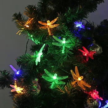 Saulės Šviesos Eilutės LED Dragonfly/Drugelis Šviesos Lauko Vandeniui Atostogų Kalėdų Vakarėlį Girliandą Terasa, Sodas Puošmena