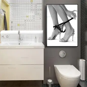 Seksualus Kojų Plakatas Juoda Balta Nėrinių Sienos Menas Drobė Nuotraukas Spausdinti Tapyba, Modernus Apdailos Vonios Kambarių Namuose be Rėmelio