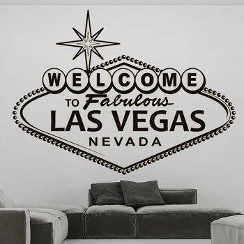 Sienų Lipdukai Freskomis Dekoro Sveiki atvykę Į Pasakų Las Vegas Nevada Kabučių Ženklą Vinilo Meno Dekoratyviniai Lipdukai Namų Plakatas DW9201