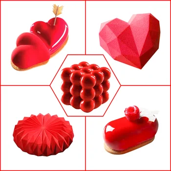 SJ Silikono Formos Mousse Cake Pelėsių Silikono Nėriniais Širdies Bakeware Pelėsių 3D Amatų Kepimo Pyragai#TT
