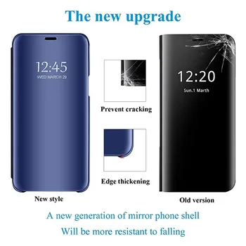 Smart Case For Samsung Galaxy S21 FE S20 Ultra A32 A52 A72 A82 Dangtis atsparus smūgiams Veidrodis PU Odos Flip Case For Samsung S21 Plius