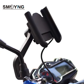 SMOYNG Aliuminio Lydinio Motociklas Dviratis Telefono Laikiklis, USB Kroviklis Dviračių Moto Vairo Kalno Parama 