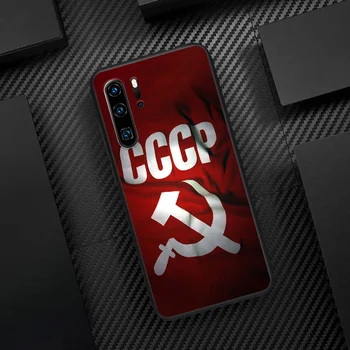 Sovietų Sąjunga, TSRS Vėliavos Telefoną Atveju Huawei P Mate 10 20 30 40 Pro Lite Smart 2019 2021 juoda Funda Tapybos Bamperis Prabanga Atgal
