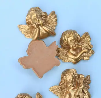 Sumaišykite Flatback Dervos Puošmenų Aukso Angelas Baroko Stiliaus Dervos Cabochon 