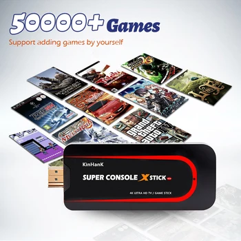 Super Konsolės X Stick Retro Vaizdo Žaidimų Pultai 4K HD TV Box Žaidimų Žaidėjas už PS1/PSP/N64, Su 50000+ Žaidimai Bevielio Kontrolierių