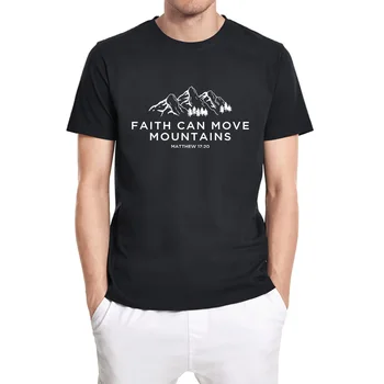 Tikėjimas Gali Perkelti Kalnus Mato 17:20 Krikščionių Marškinėliai Moterims vyriški Marškinėliai trumpomis Rankovėmis Juokinga Unisex Marškinėliai Topai Tee