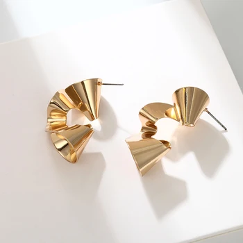TMXK angelas Geometrinių elementų nereguliarus auskarai paprastas aukso mados sidabro ponios vėduoklės formos trumpas auskarai papuošalai ez221