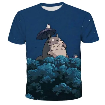 Totoro 3D Atspausdintas T-shirt Vyrai Moterys Atsitiktinis O-Kaklo trumpomis Rankovėmis Streetwear marškinėliai Mados Harajuku Hip-Hop Negabaritinių Tee Viršūnės