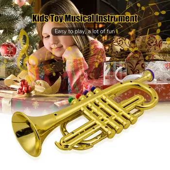 Trimitas Vaikų Muzikos Švietimo žaislas Pučiamųjų Instrumentų ABS Metalo, Aukso Ragą su 4 Spalvos Klavišus Vaikams Vaikams