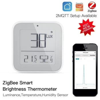 Tuya Zigbee Smart Home Šviesai Jautrios Temperatūros Ir Drėgmės Jutiklis SmartLife Nuotolinio Valdymo Pultas Veikia Su Alexa, Google 
