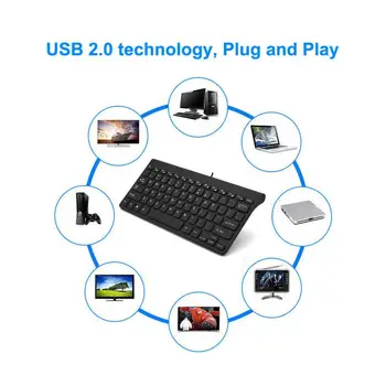 USB 2.0 Ultra Plonas Nešiojamas Mini Laidinė Klaviatūra Desktop PC Tablet Nešiojamas 78 Klavišai Neperšlampama Klaviatūra Naujausias Sandėlyje Karšto