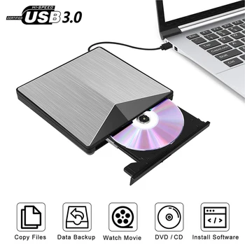 USB 3.0 &C Tipo DVD Diskų, CD Burner Vairuotojo Ratai-nemokama Didelės spartos Skaityti-rašyti, Diktofonas, Išorinis DVD-RW Grotuvas Rašytojas Skaitytojams