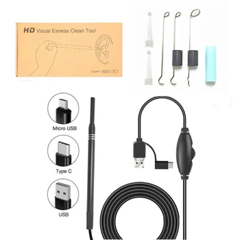 USB Ausų Valymo Sritis Endoskopą 3 1. Mini Earpick Vaškas Kamera 5.5 mm Medicinos Otoscope HD Otoscopio Skaitmeninis, skirta 