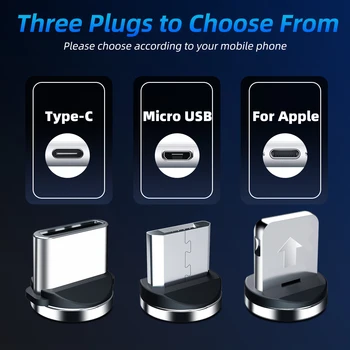 USB Magnetinio Kabelis 540 Pasukti Micro USB C Tipo Magnetinių Krovimo Laidas Iphone Xiaomi 2.4 Įkroviklio, Telefonų 3 1. Alkūnė Kabelis