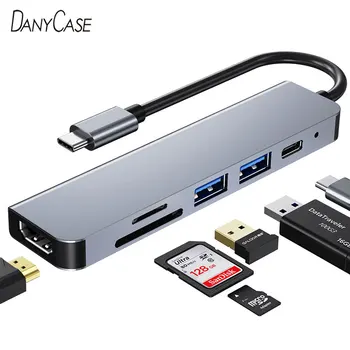 USB Tipo C Hub Su HDMI Suderinamų Adapteris USB 3 Docking Station TF SD Skaitytuvo Lizdas PD Mokestis Už iPhone Nešiojamas kompiuteris Lenovo 