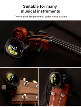 USB Įkrovimo Daugiafunkcinis Clip-on Imtuvas Elektrinės Gitaros Derintuvas Pedalo Įrašą Apie Mini LCD Ekranas Chromatines Gitara, Smuikas