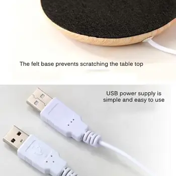 USB Šilčiau Trinkelėmis Pelninga USB Medienos Grūdų Puodelis Šilčiau Šilumos Gėrimo Puodelis Mat Nuolat Gerti Šiltą Šildytuvas Puodelių Miestelyje USB Charging Pad