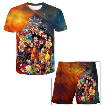 Vaikai Tshirts Tinka Kūdikių Tshirts Dragon-Ball Marškinėliai Vedžitas Drabužių Rinkiniai T-shirt & Šortai 2 Vienetų Rinkinių Berniukų Drabužiai Kelnės