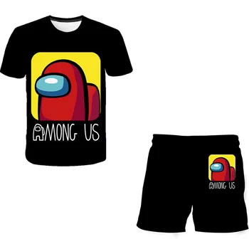 Vaikų vasaros drabužių 3d spausdinimo T-marškinėliai ir šortai kostiumas top + shorts poliesteris atsitiktinis įdomus drabužius 2 vnt 2021