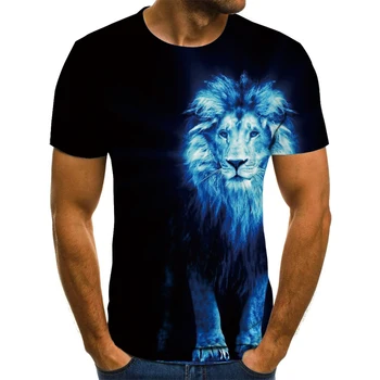 Vasaros naują 3D spausdinimo t-shirt Liūtas Vyrų ir moterų laisvalaikio t-shirt mados mados jaunas gražus t-shirt viršų