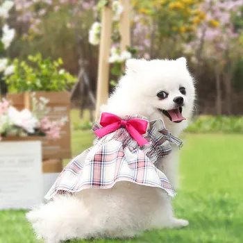 Vasaros Šunelis Suknelė Bowknot Pledas Spausdinti Klostuotas Sijonas Mažų Šunų Sijonai Princesė Dress Saldus Šuniuką Šunų Drabužius Ropa Perro