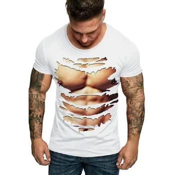 Vasarą Vyrai T-Shirt Europos ir Amerikos Tendencija Asmenybės porų 3D Drabužius；Didelio Dydžio Top Laisvas Megztinis Marškinėliai