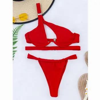 Vienos Pečių Bikini 2021 Seksualių Moterų Maudymosi Kostiumėlį Vientisų Maudymosi Kostiumėliai, Moterų Diržas Brazilijos Bikini Komplektas Bather Biquini Maudymosi Kostiumas Moterims