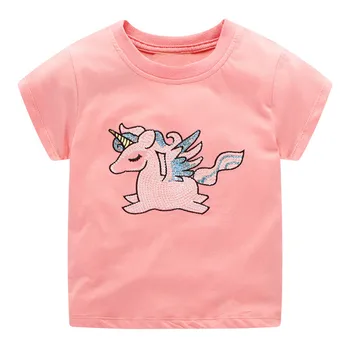 VIKITA Vaikai Mergina T Shirt Baby Girl Atsitiktinis Viršūnes Vaikams Vasaros Drabužių Vienaragis T-marškinėliai trumpomis Rankovėmis Tees Vaikų Drabužiai