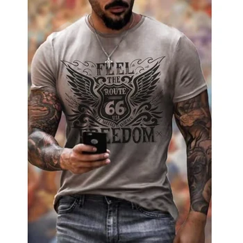 Vyriški Vasarą Nemokamai Sparno Modelio 3D Spausdinimo T-Shirt Mados Universalus Šalis, T-Shirt Hip-Hop Street Laisvalaikio Naujų Karšto Pilka