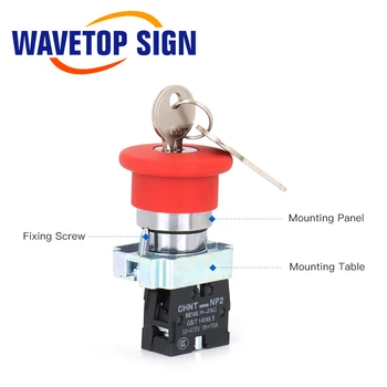 WaveTopSign Avarinio Stabdymo Mygtuką, NC Nominali Srovė 10A CO2 Lazerinis Graviravimas ir Pjovimo Staklės
