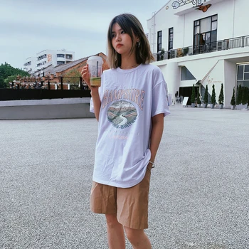 YICIYA Nauji moteriški drabužiai Prarasti apvalios kaklo Laišką modelis Vyrų ir moterų Street laisvalaikio T-shirt, Išsiųstos per 24 val.