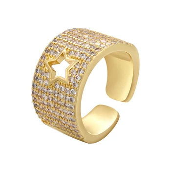 ZHUKOU 2021 Naujų Gotikinio Stiliaus Atidarymo Žiedai Moterims CZ crystal star širdies Tuščiaviduriai Mados moterų žiedai, Juvelyriniai dirbiniai didmeninė VJ138