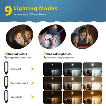 Įkrovimo Knygos Šviesa Iki 60 Valandų Skaitymo LED Skaitymo Šviesos Su 3 Šviesumo Spalvos Temperatūra Lengva Klipą Lempa