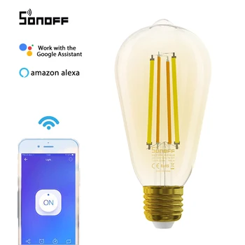 1-10vnt SONOFF E27 7W Smart Wi-Fi LED Kaitrinės Lemputės Šviesos eWelink APP 220-240V Automatikos Suderinama Su Alexa 