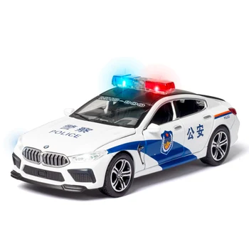 1:32 BMW M8 Lydinio Diecasts Transporto priemonės, Metalo Surinkimo Modelį, SWAT, Policija Traukti Atgal, Automobilių Aukštos Modeliavimas Acoustooptic Žaislai Vaikams