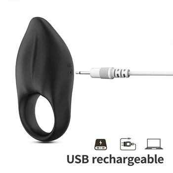10 Greičio USB Įkrauti Sekso žaisliukai Vyrams Gėjų Klitorio Stimuliatorius Atidėti Ejakuliacija, Varpos Žiedas Vibratorius Vibruoja Gaidys Žiedas