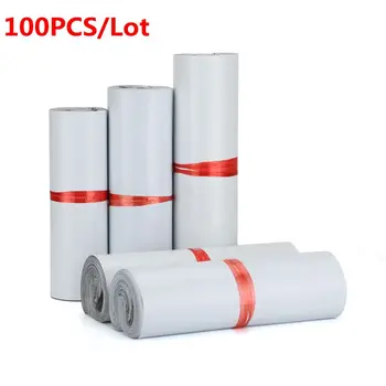 100vnt/Daug Balto Plastiko Voko Maišelį Paketas Saugojimo Krepšiai Pašto Maišelį Lipni Pakavimo Maišelis Plastikinius Maišelius Verslo